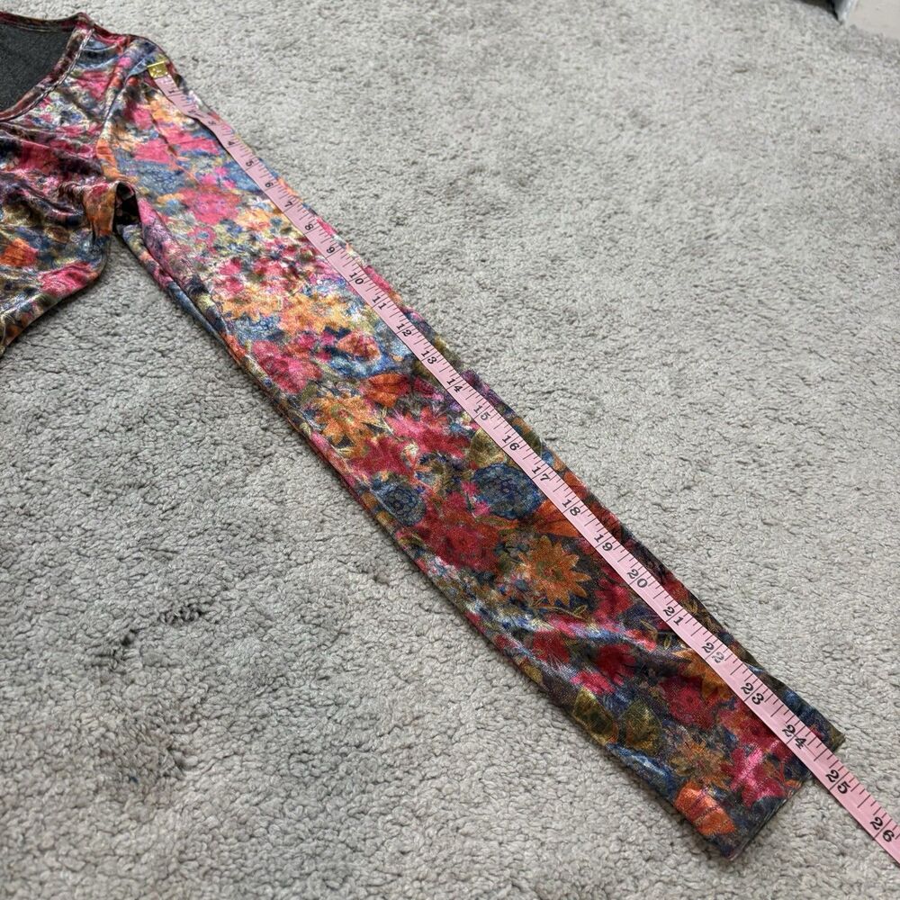 Natural Life Velvet Floral Danielle Square Neck Long Sleeve Top Size M - Picture 9 of 9